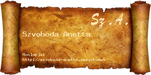 Szvoboda Anetta névjegykártya